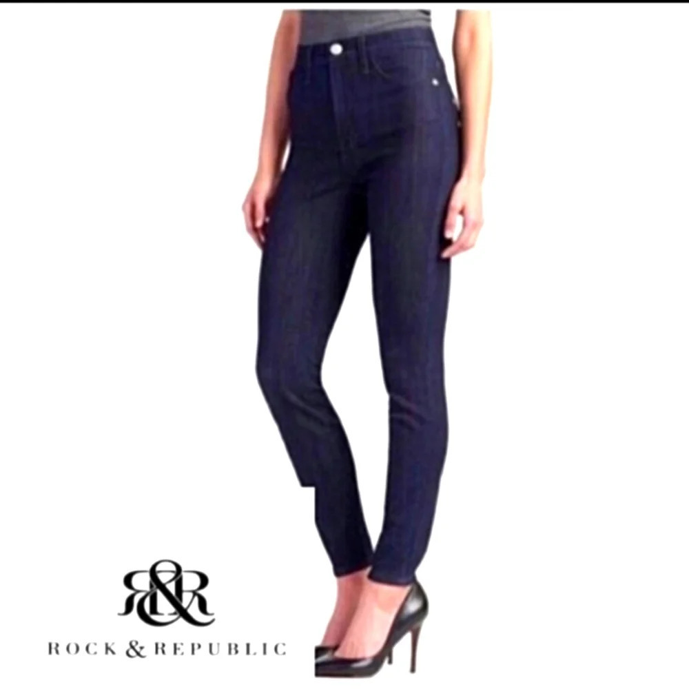 Rock & Republic High Roller Dark Wash High Rise Jeans Size 2